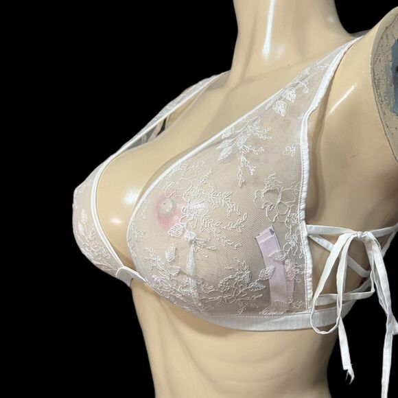 Victoria’s Secret Dream Angels Sexy Sheer Embroidered Mesh Unlined Bralette XL - Picture 2 of 5
